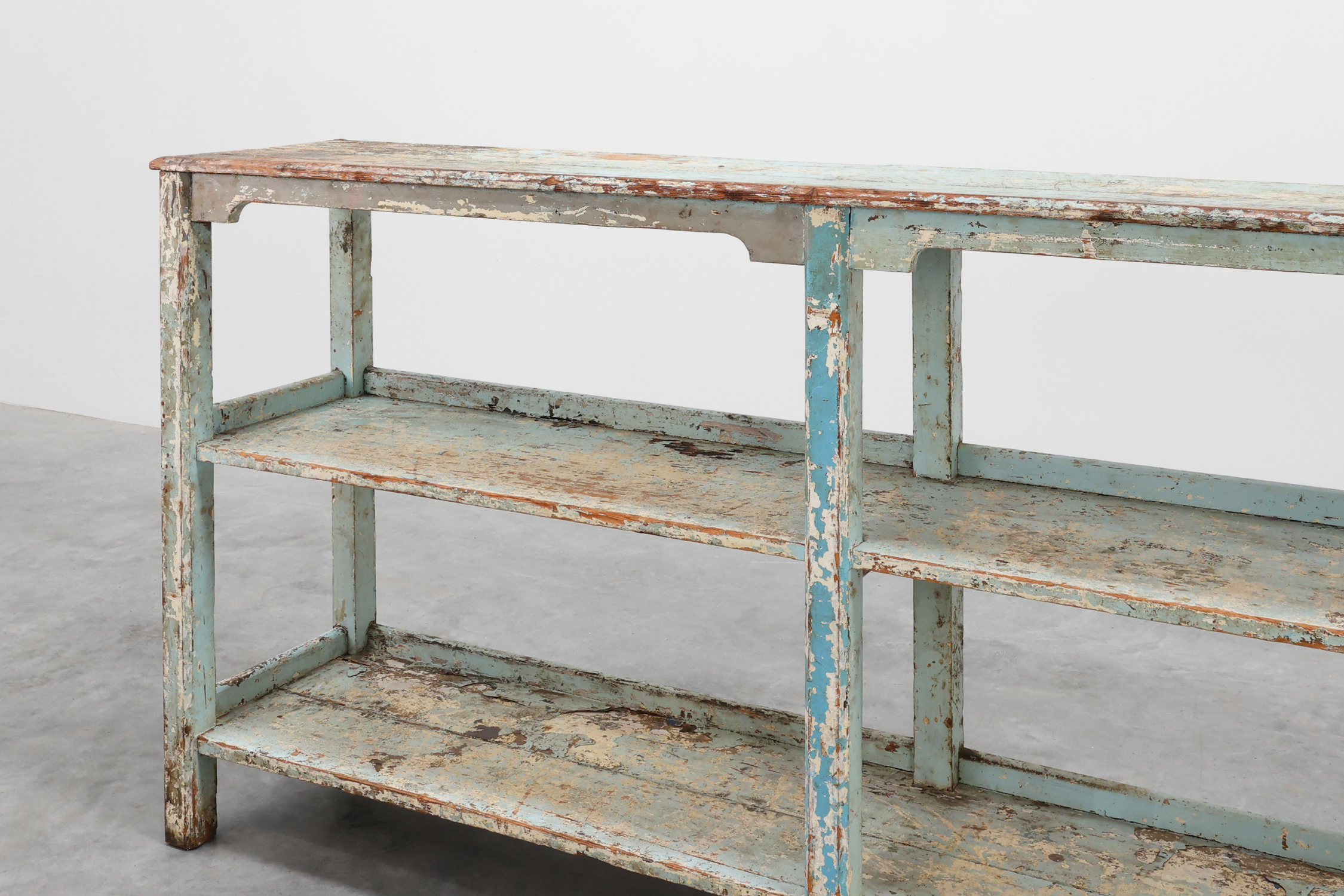 Industrial console with patina of old layers of paint, France ca. 1900thumbnail